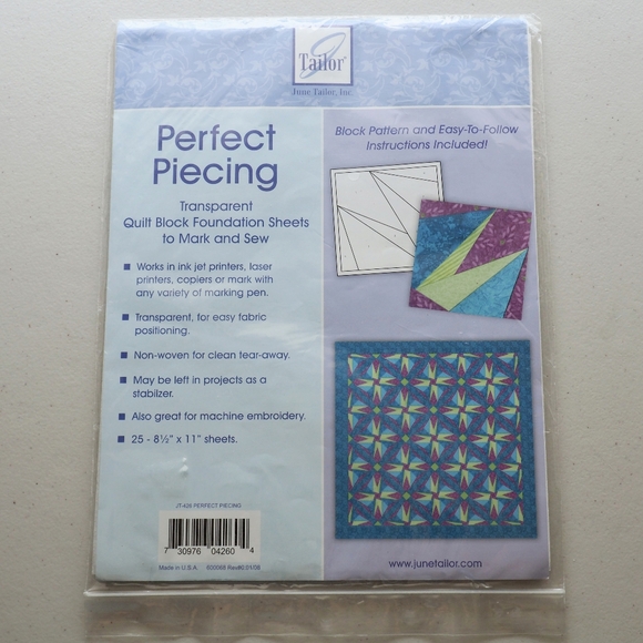 June Tailor Perfect Piecing Quilt Block Foundation Sheets JT 426 Open Package - Picture 5 of 9